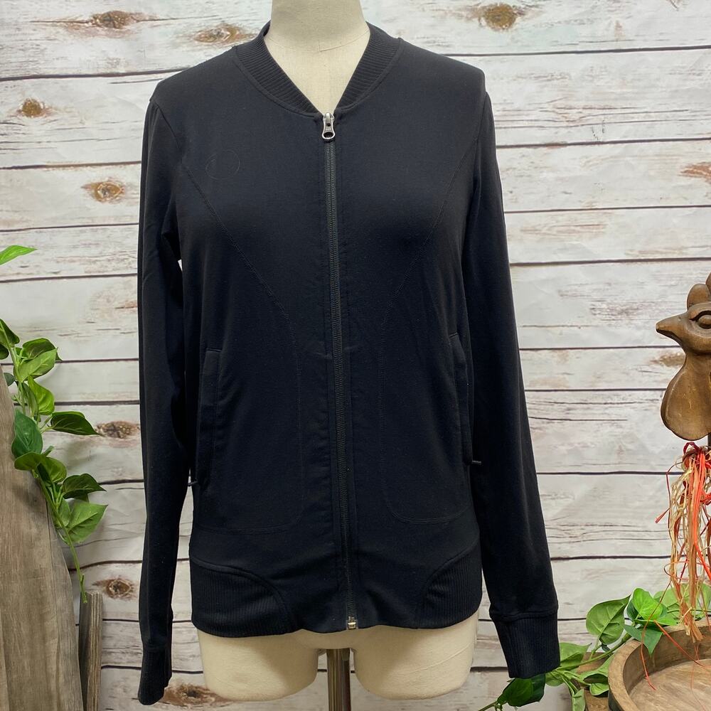Athleta Black Full Zip Athletic Workout Jacket XS Zipper Pockets Jogger Track